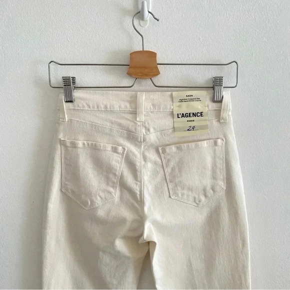 L'AGENCE Sada Slim-Leg Cropped Jean in Vintage White Sz 24 - Picture 8 of 11